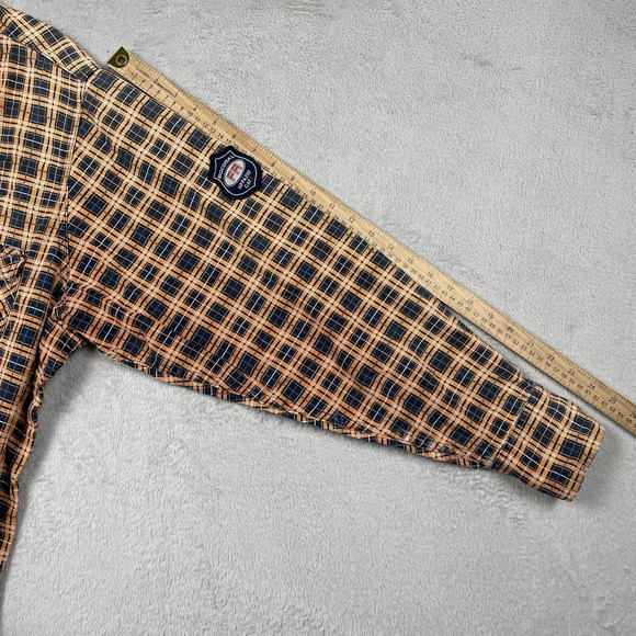 Bocomal Flame Resistant Shirt Mens 2XL Orange Plaid FR Work Pearl Snap Western - Picture 8 of 11